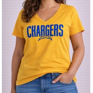 NFL Team Apparel LA Chargers V Neck T Shirt Yellow Womens Large NWT